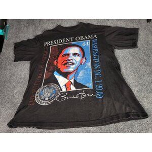 2008 Vintage Y2K Obama T Shirt‎ Men Sz 3XL Black President Graphic Print Casual